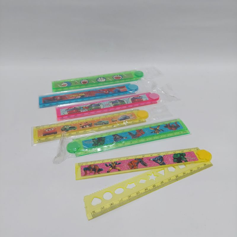 SATUAN ( 1 PCS ) Penggaris Lipat 30 Cm Karakter Kartun