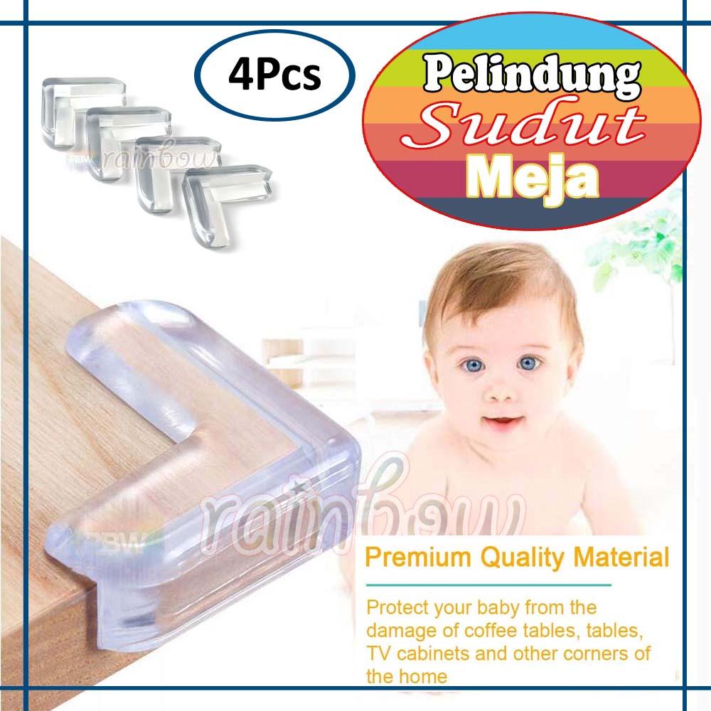 4 Pcs HEMAT - rainbow karet Pelindung Siku Meja Persegi Anti Bentur Rubber Table Corner Guard Pelindung Sudut Meja Kursi Lemari Baby Safety Pelindung Meja Karet Pengaman Siku Meja Karet Pelindung Sudut Kursi Pelindung Ujung Meja Pelindung Siku Lemari - L
