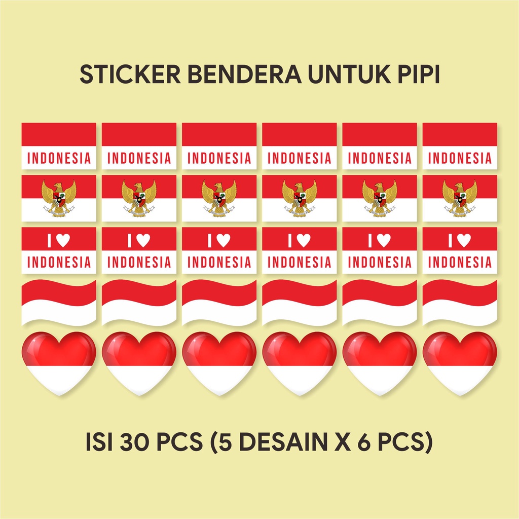Stiker Pipi HUT RI Bendera Merah Putih / Stiker Kemerdekaan Indonesia isi 30 pcs