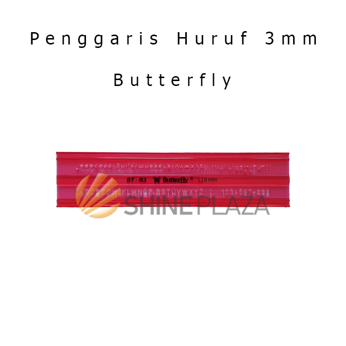 Mal Cetakan Huruf Butterfly 3mm BT-R3 - Penggaris Teknik Letter Template Mall Sablon 3 mm