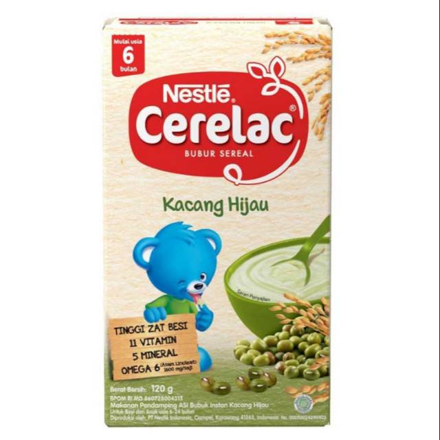 Nestle Bubur Cerelac Kacang Hijau 120 gr / bubur bayi MPASI 6+ bulan