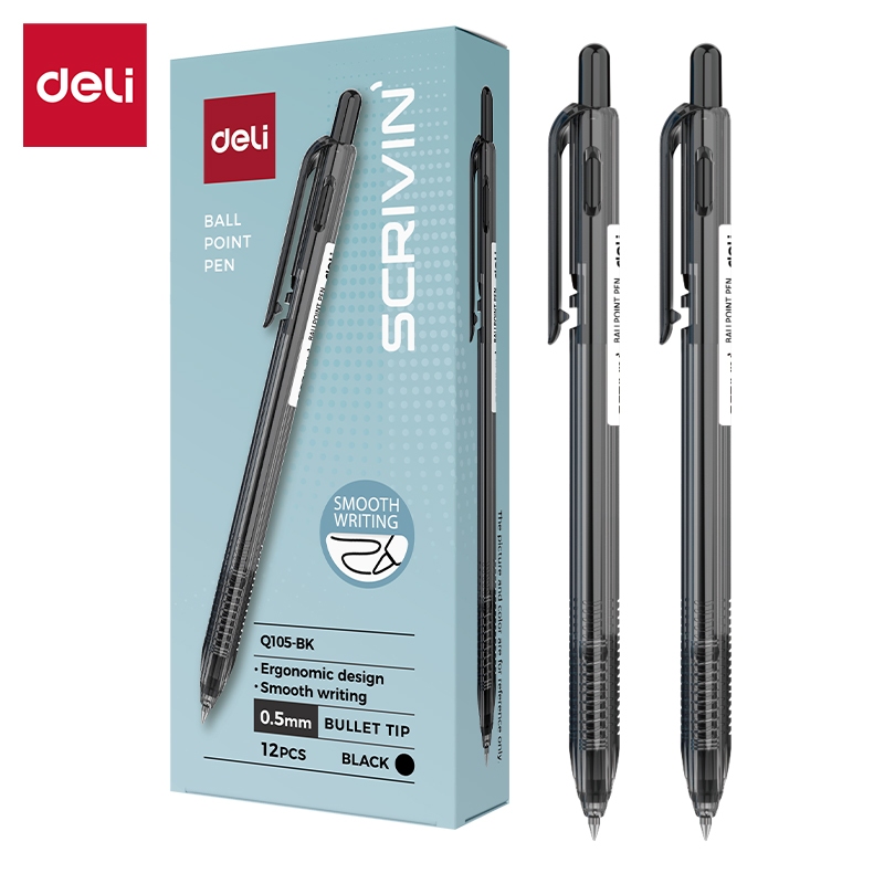 Deli Ballpoint Pen / Pulpen Bolpoin 0.7 mm Penulisan Halus EQ105 1pcs - Deli Outlet