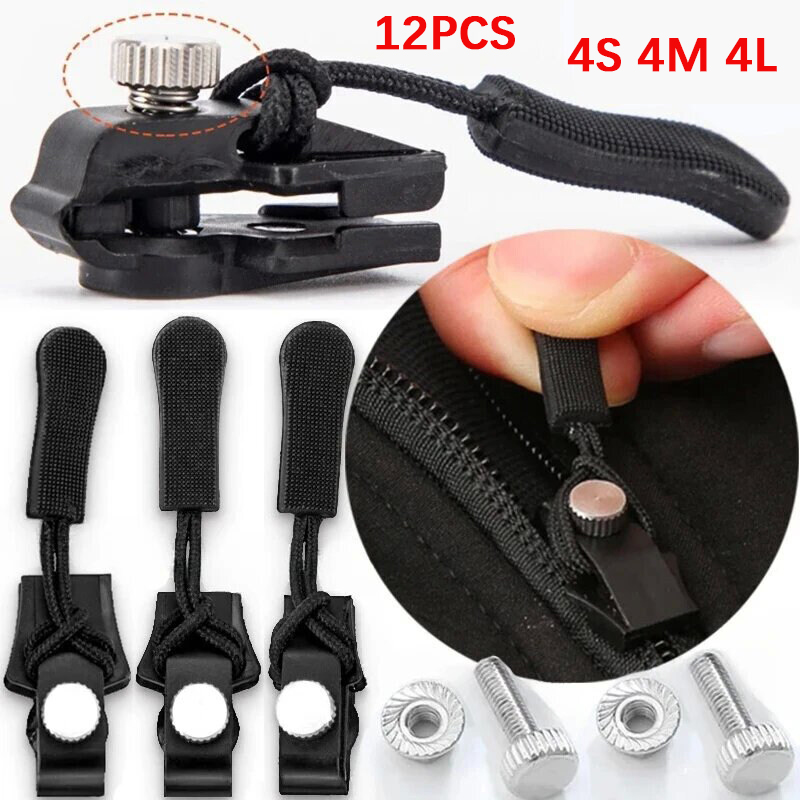 HOHODALINK 12PCS Penarik ritsleting pengganti penarik ritsleting universal yang Setelan Reparasi ritsleting bagasi mantel pakaian sepatu dan sepatu bot yang dapat dilepas