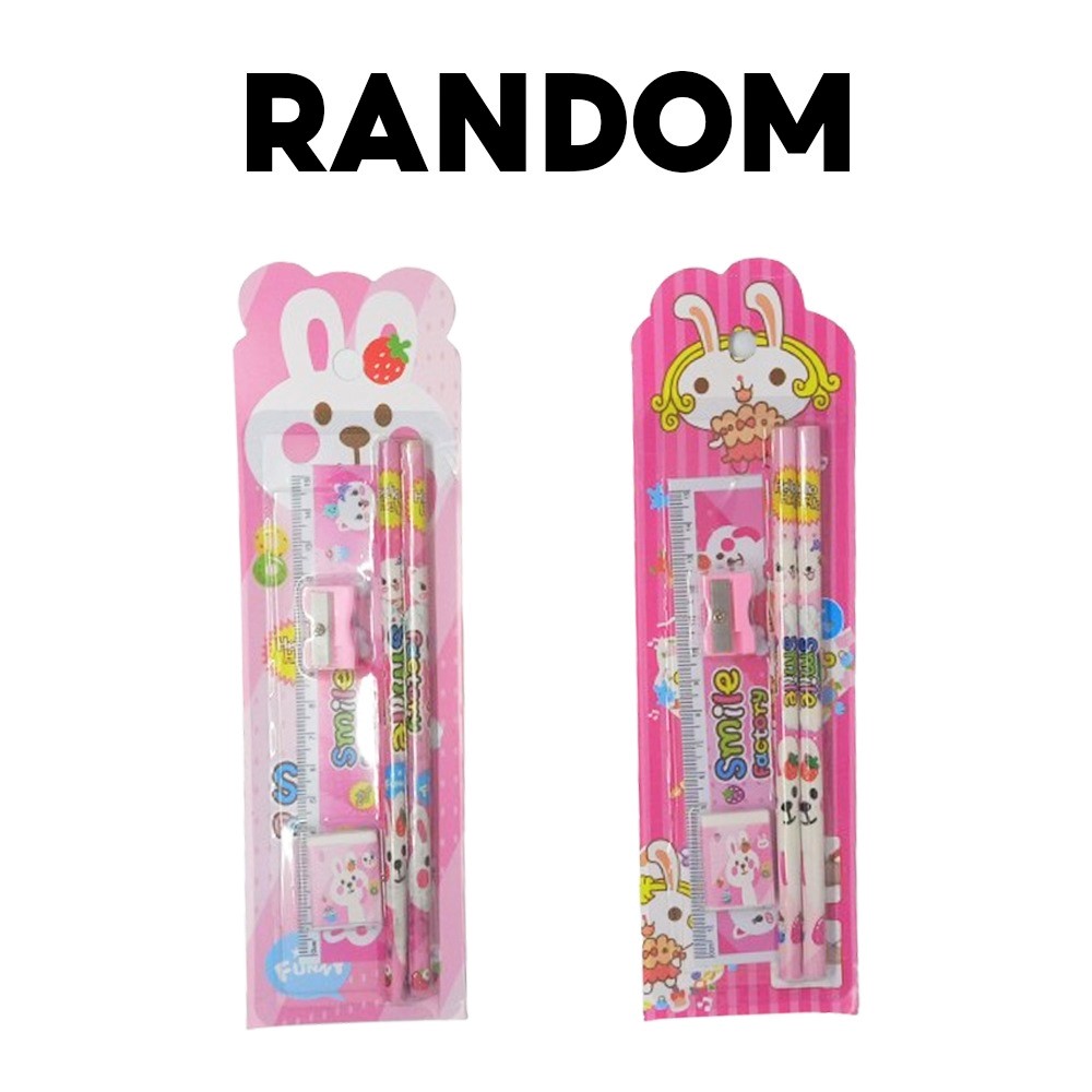 Zaman Now - Paket Alat Tulis Kartun 5 in 1 / Stationary Set 5 in 1 Karakter / Set Alat Tulis Pensil Set 5 in 1 / Mini Stationary