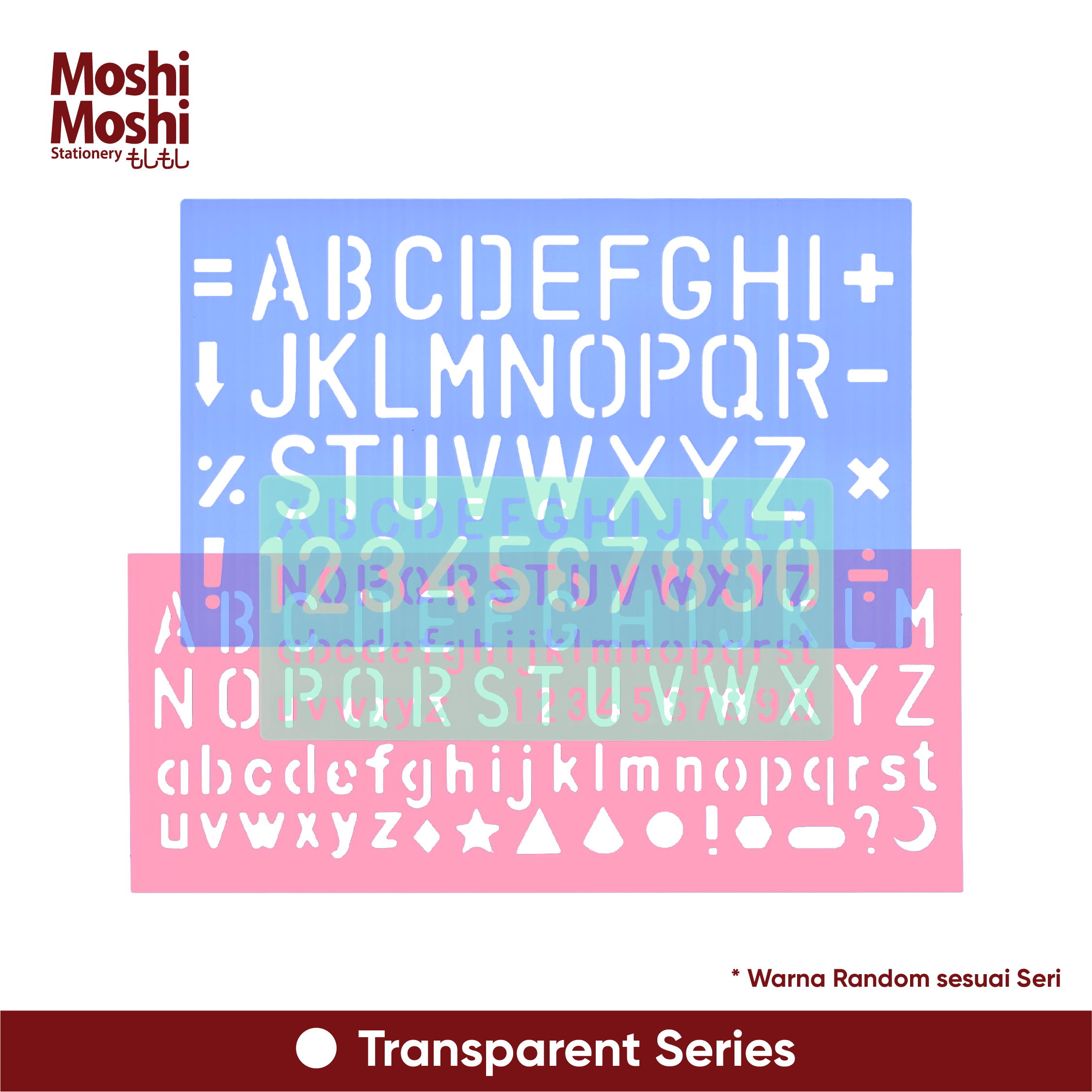 Stencil Set Lettering Alphabeth Penggaris Stensil Cetakan Tulisan Bentuk Huruf dan Angka isi 3 Pcs
