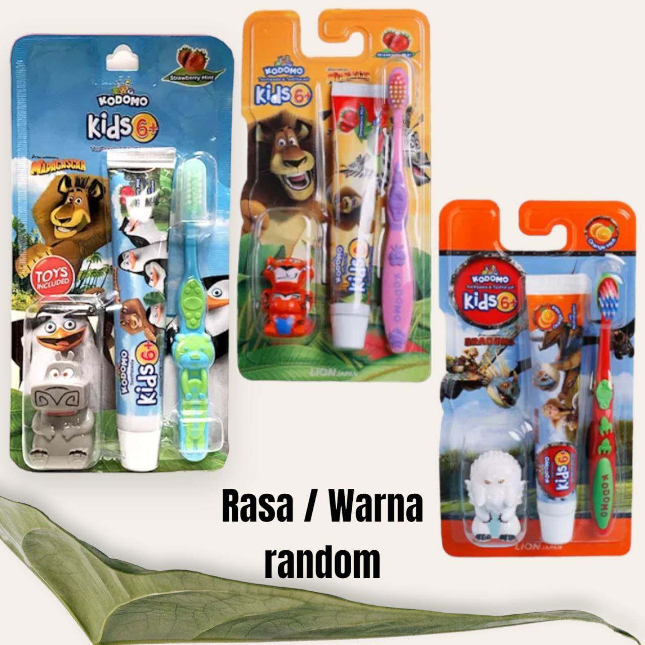Sikat Gigi Anak Kodomo 2 in 1/ Pasta Gigi Anak / Odol Bayi / Rasa Warna Karakter RANDOM
