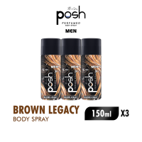 [Paket isi 3] Posh Spray Cologne Men Brown Legacy Botol 150ml