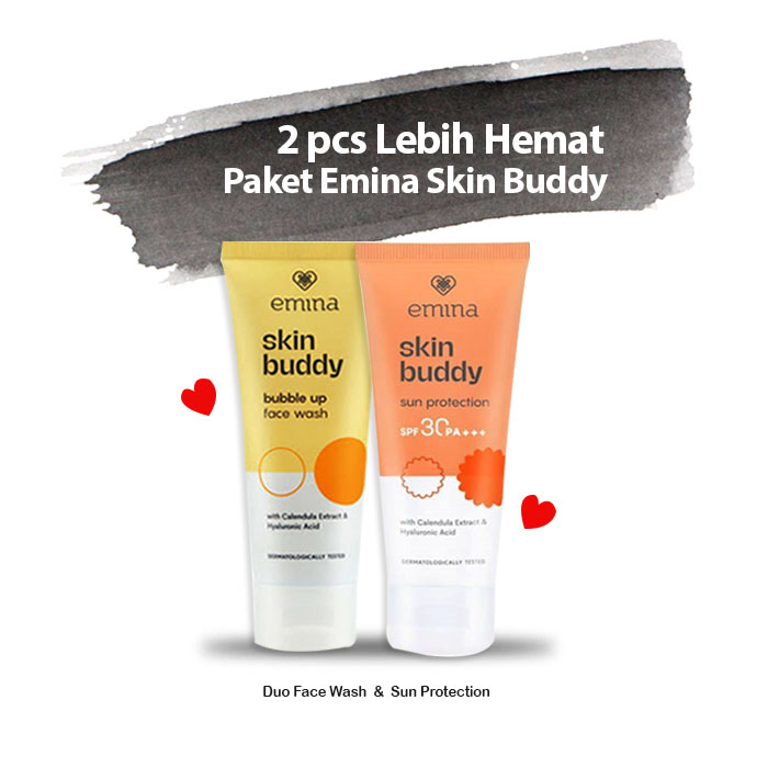 Paket Skin Buddy 2 pcs (Face Wash Bubble Up / Dot Burst 50 ml, Sun Protection 60 ml)
