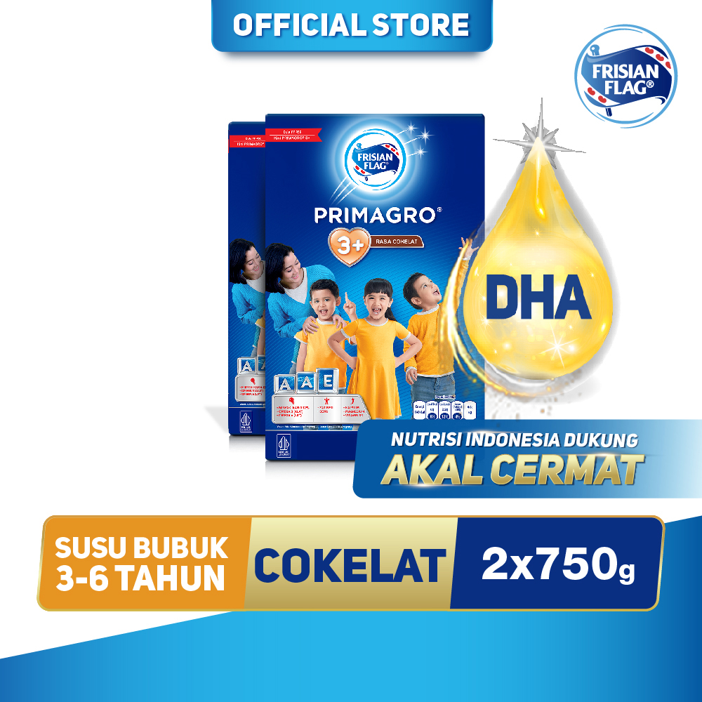 Frisian Flag Primagro 3+ Cokelat 2x700gr (3-6 tahun) - Susu Formula Pertumbuhan Anak