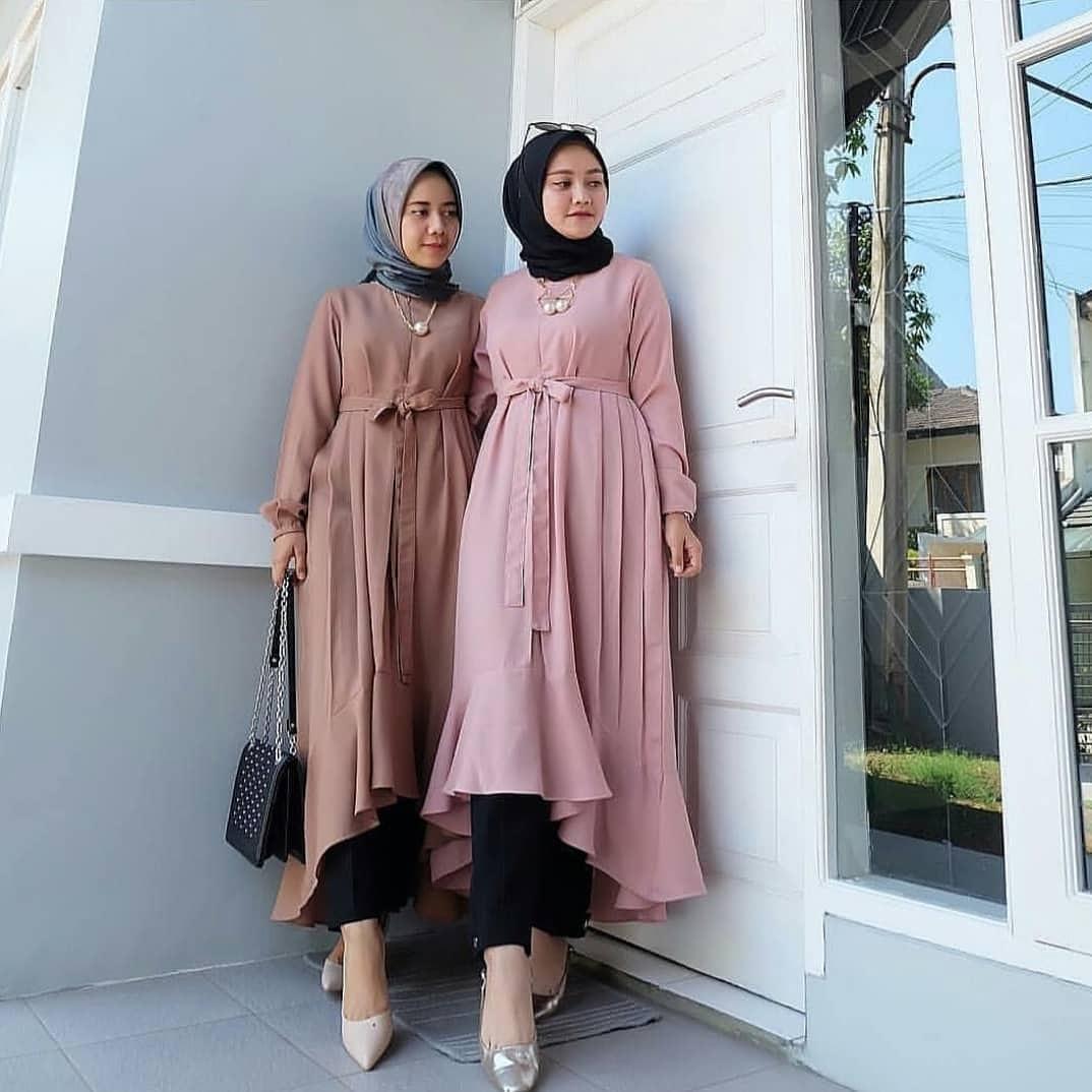 Baju Muslim Modern Blus Nada Tunik Wolfice Panjang Blouse Hijab Tunic Modern Fashion Baju Wanita Atasan Kerja Trendy Modis Pakaian Casual Lengan Panjang Terbaru 2018