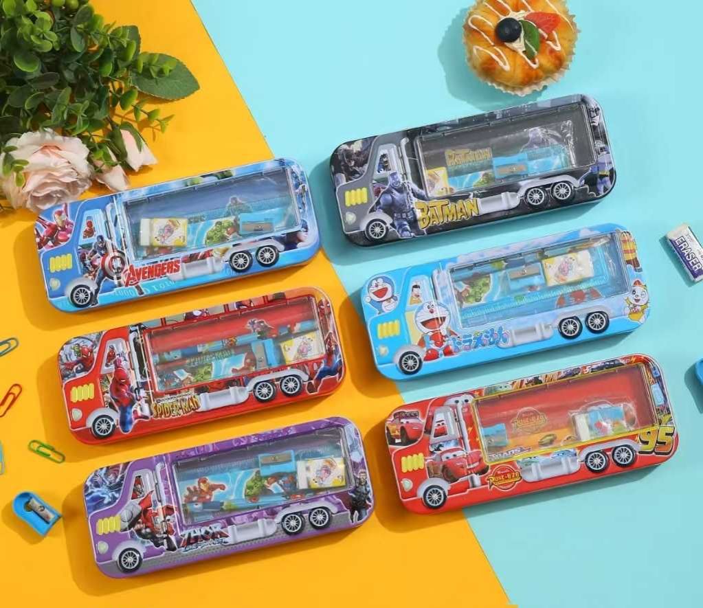 ((BACA KETERANGAN))KOTAK PENSIL bahan KALENG model TRUK BESAR PENCIL CASE Tempat Pensil BUS RODA