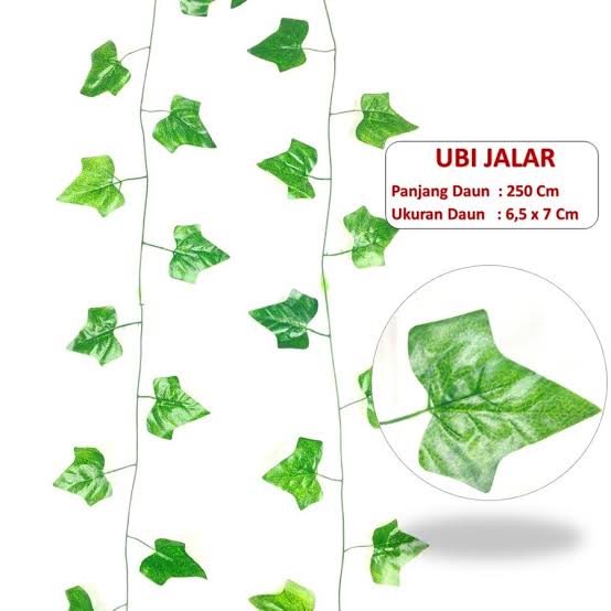 Daun Rambat Plastik Palsu Artificial Sulur Imitasi Hias Tanaman Gantung Hijang Sintetis Panjang 240 Cm Dekorasi Ruangan Hias Pengantin Backdrop Panggung Cafe Restaurant Restoran Anggur Begonia Semangka Ubi Jalar Kelinci Maple Merah