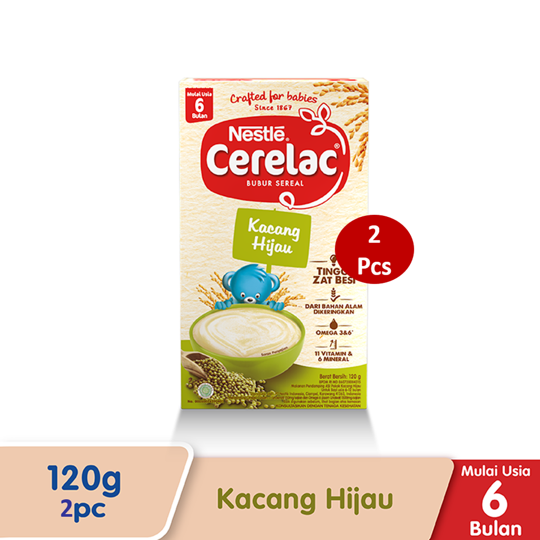 Nestle Cerelac Bubur Bayi Rasa Kacang Hijau Box 120gr x2