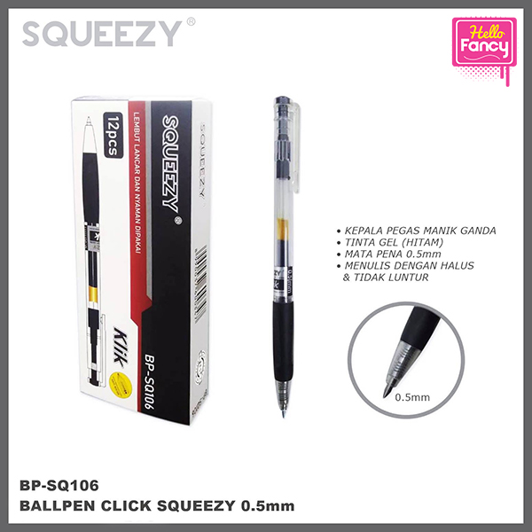 Ballpoint Squeezy Ball Pen 0.7 mm Bolpoin Tinta Bolpen 1 Pak 12 pcs