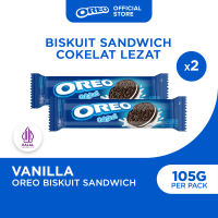 [Paket isi 2] Oreo Biskuit Krim Vanilla 105gr - Biskuit Sandwich Cokelat dengan Krim Rasa Vanila