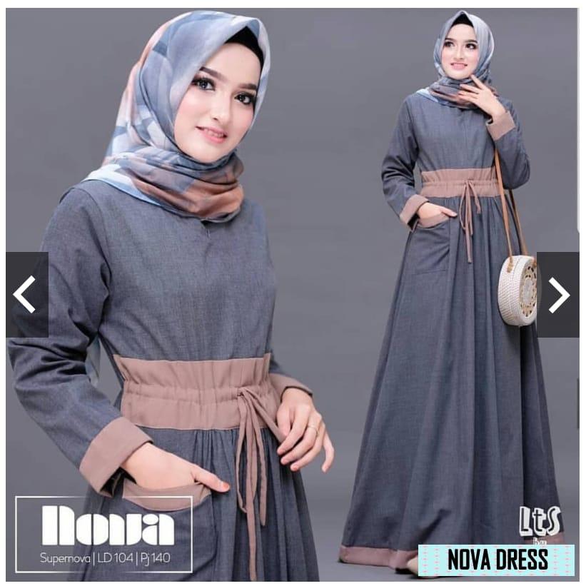 Baju Muslim Modern Gamis Nova Dress Katun Supernova Trendy Modern Wanita Baju Panjang Stelan Polos Muslim Gaun Kerja Dress Pesta Syar’i Murah Terbaru Pakaian Modis Simple Syari Casual Elegant 2019