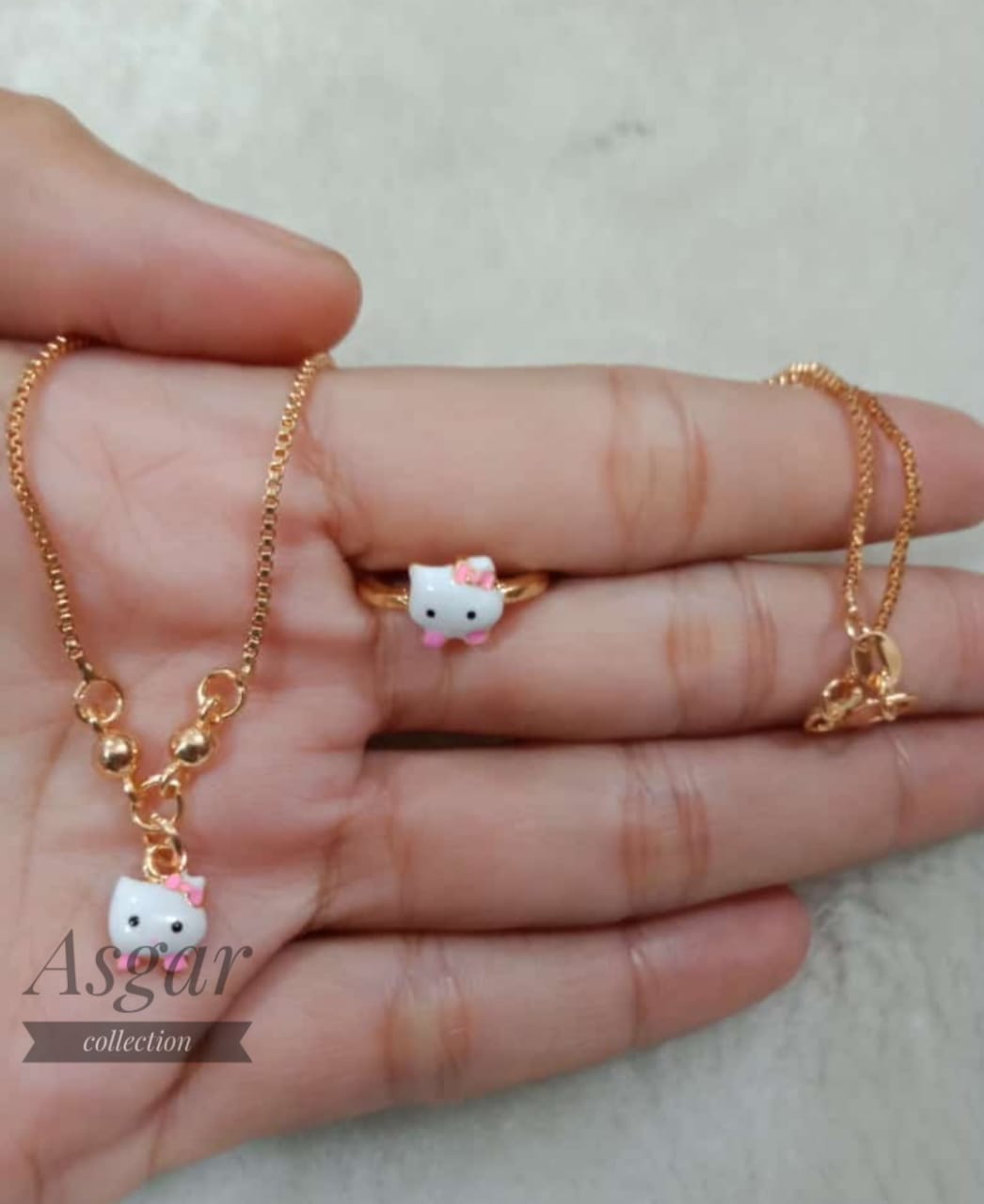 perhiasan xuping liontin anak set cincin hellokitty perhiasan xuping liontin anak set cincin hellokitty