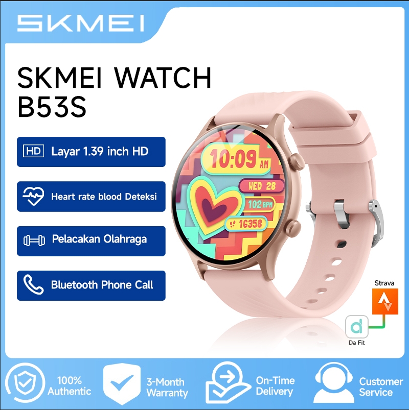 Skmei Jam Tangan Wanita Smartwatch Silikon Strap Jam Tangan Tipis Digitec Olahraga Casual Smartwatch Mendukung Alat Pengukur Tekanan Darah Oksimeter Fitness Tracker