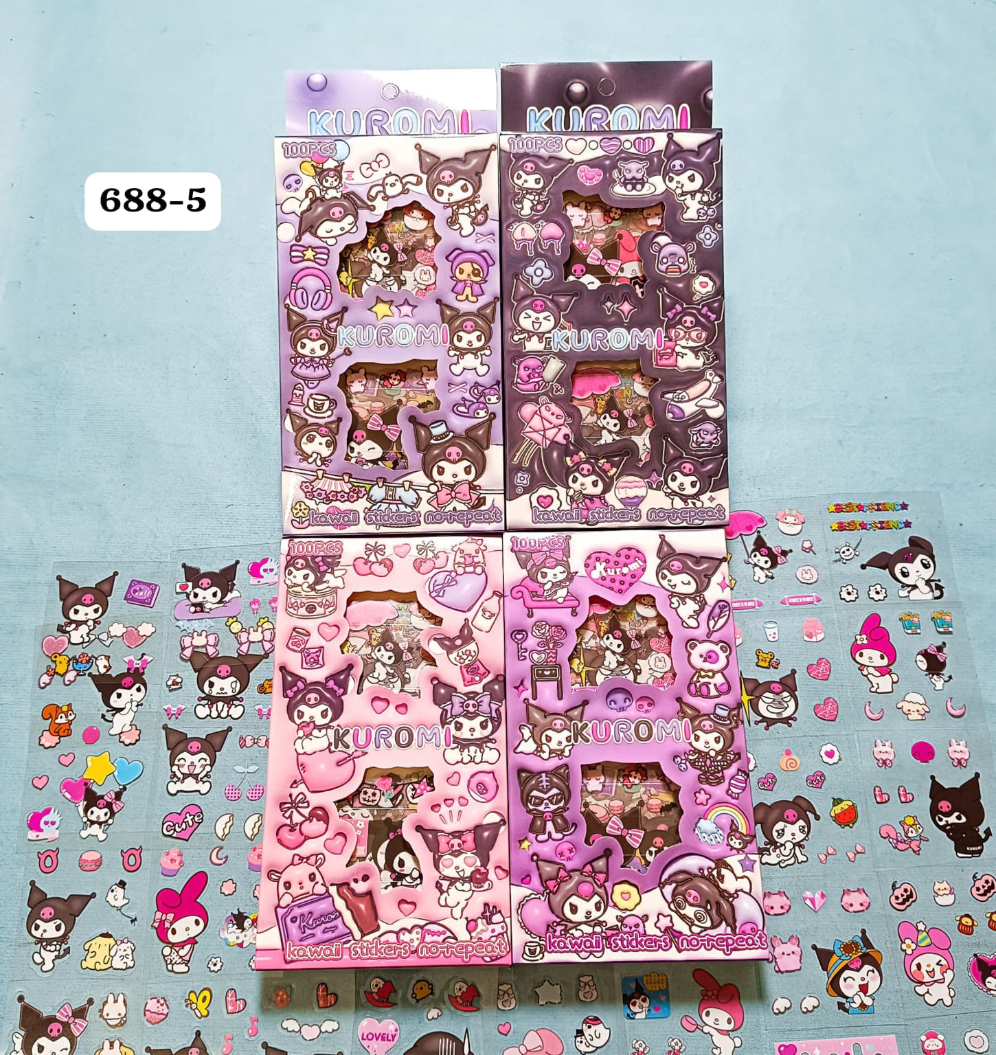 Stiker Viral 100 Lembar Stiker Motif MOMO Rainbow Kartun Korea Lucu Anti Air Dekorasi DIY-LARIS99