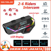[Stok Lokal] Gearelec G-Max Helm Sepeda Motor Bluetooth Intercom Headset 2000m 6 Pengendara BT 5.2 Sistem Komunikasi Nirkabel Interphone Dengan Lampu Smart Display Musik Berbagi FM Radio Cod Radio