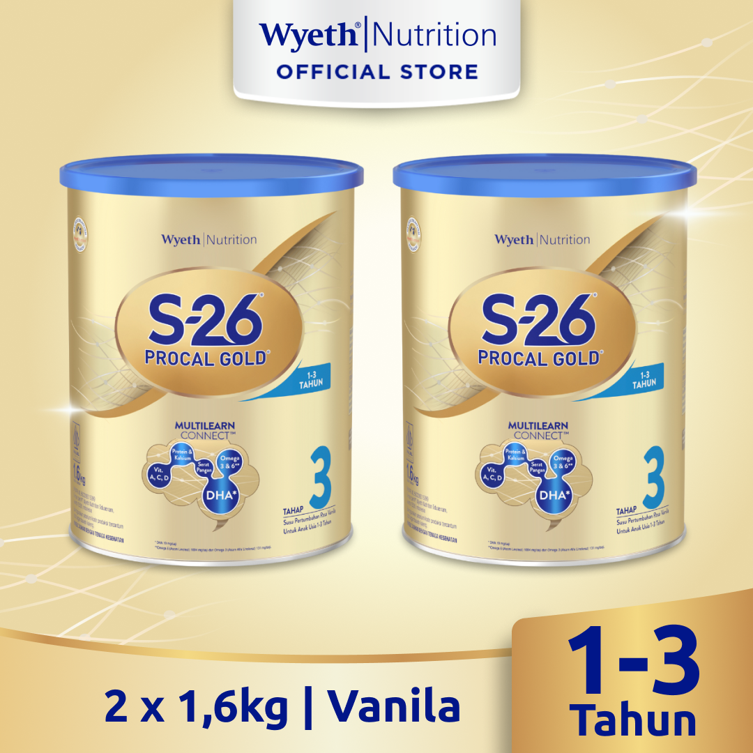 [Paket isi 2] S-26 Procal Gold Tahap 3 Susu Pertumbuhan Anak Usia 1-3 Tahun 1600gr
