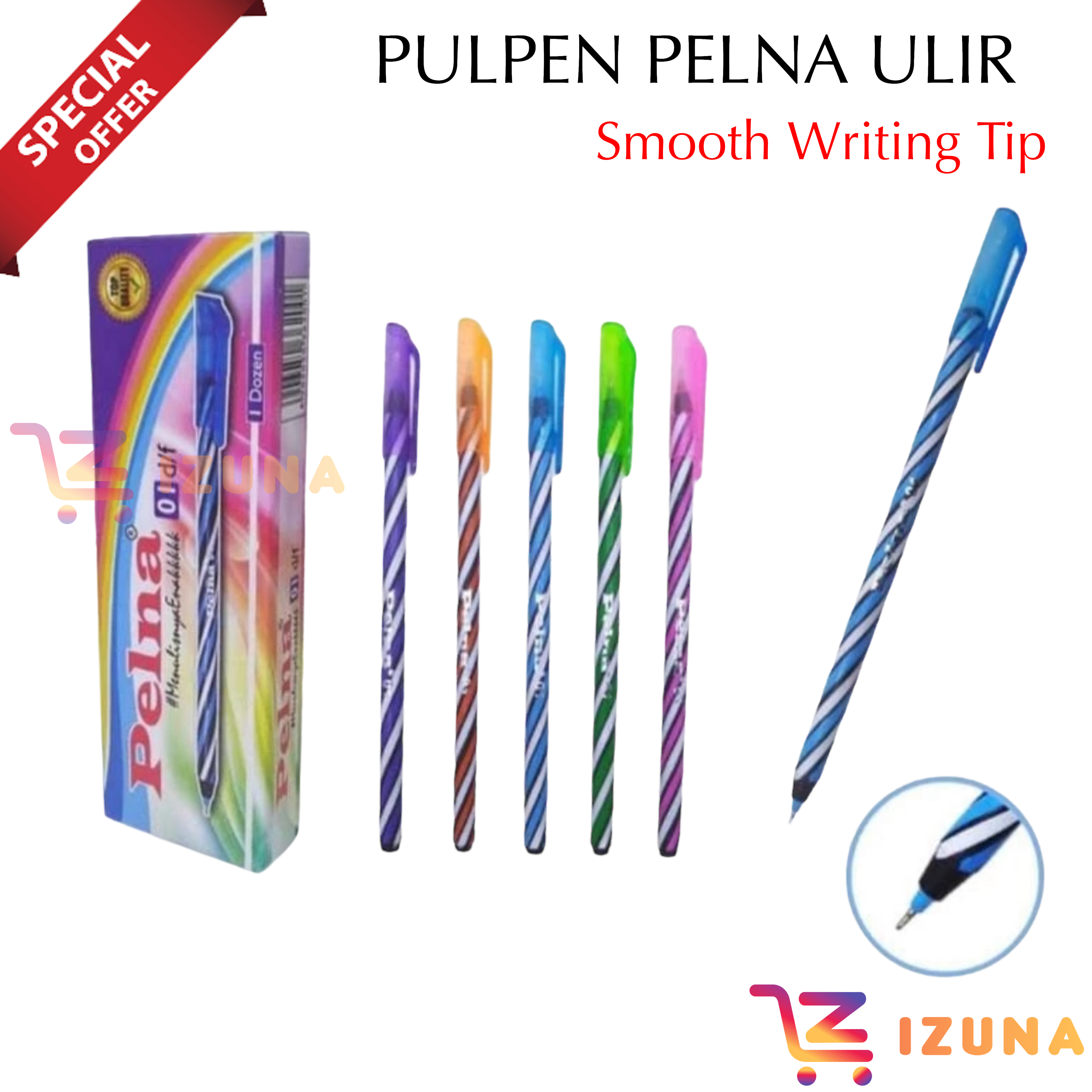 IZ - ATK014 PULPEN PELNA TERMURAH ISI 12PCS / PULPEN PELNA ULIR 0.7MM / PULPEN / BALPEN / BALLPOINT / PENA / PERLENGKAPAN TULIS SEKOLAH / PULPEN 1 LUSIN / PULPEN 1 BOX 12 PCS