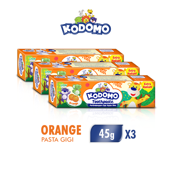 [Paket Isi 3] KODOMO Pasta Gigi Orange Tube 45GR