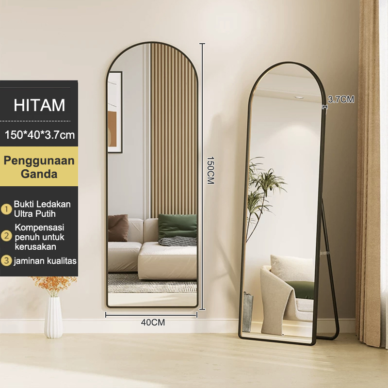 [Berdiri & Gigantung]Oval Standing Mirror Fullbody Standing Mirror Oval Setengah Lingkar Berdiri Cermin full body Cermin Dinding Bingkai Hitam/Putih/Emas 150×40×3.7CM/160×50×3.7CM