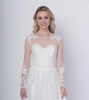 bolero Lengan Panjang Renda Pernikahan/Bolero Pengantin Wrap Putih Renda Pengantin