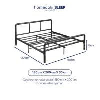 Homedoki Classicbed Series / Tempat Tidur Besi Bisu Ekonomi /  Tempat Tidur Estetik Yang Tebal Dan Tebal / Rangka Besi Yang Diperkuat