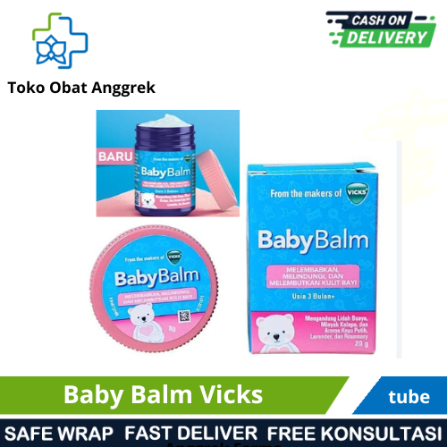 Vicks Baby Balm Balsam Bayi untuk Kulit Sensitif & Aromaterapi - Warna Putih Bebas Paraben Aroma Lavender & Lemon