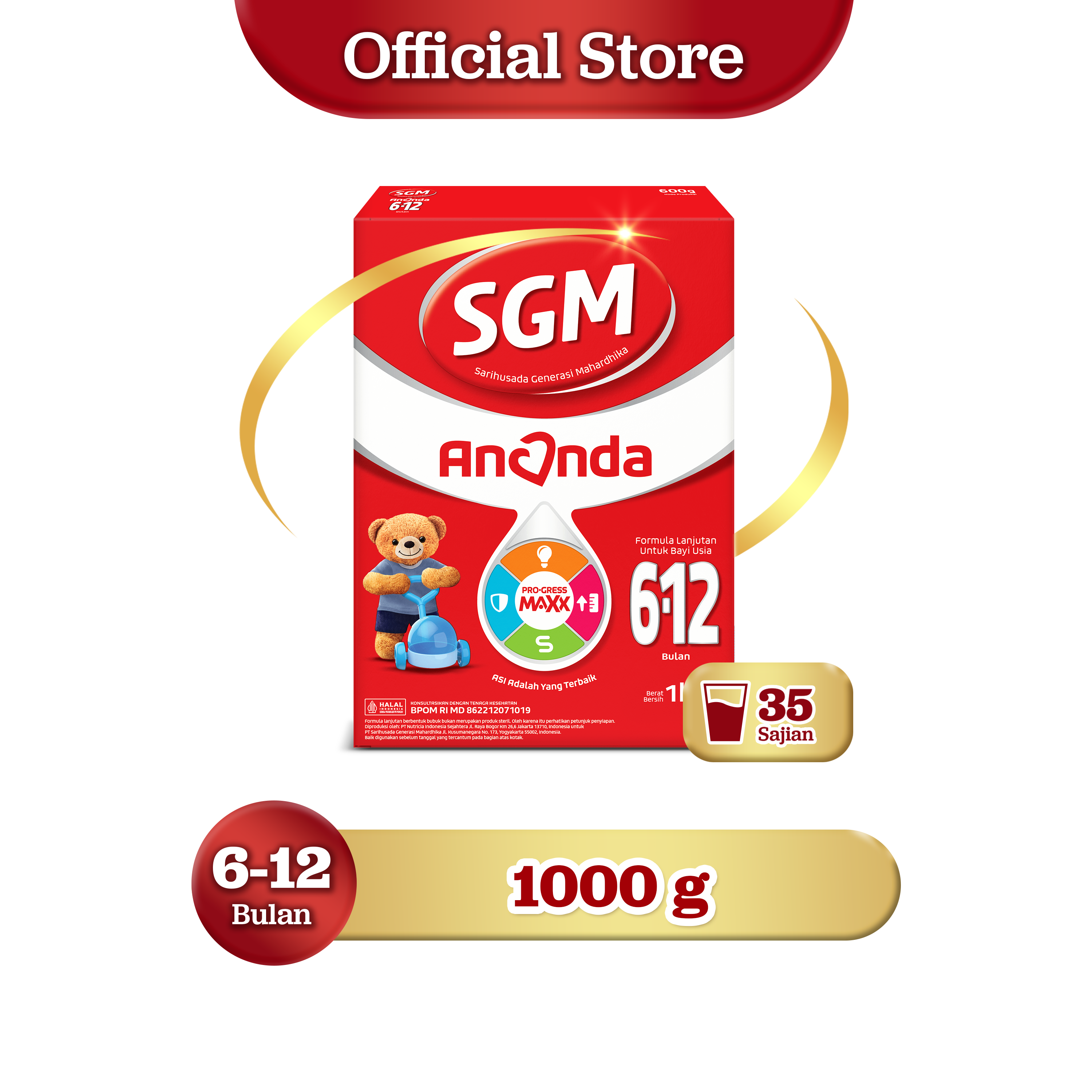 SGM Ananda 2 (6-12 Bulan) Formula Bayi Bubuk 1000 gr