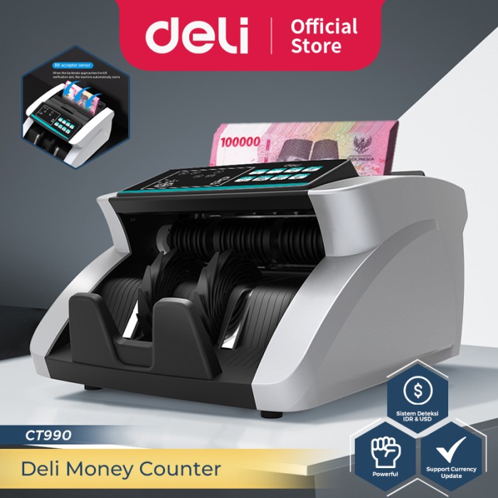 Deli Mesin Penghitung Uang / Money Counter Alat Hitung Uang Bill Counter CT990