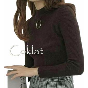 Atasan Wanita - Ring Knite - Rajut Spandek - Brown