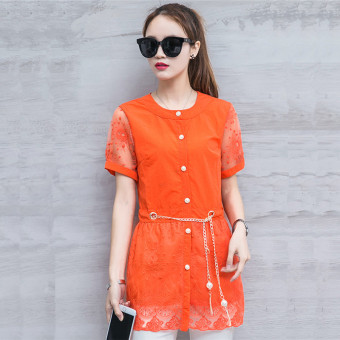 Kemeja Modis Baru Kemeja Renda Korea Fashion Style Elegan (Oranye)