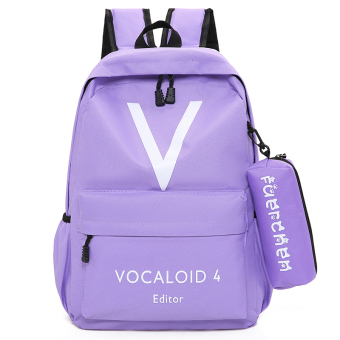 Besar Korea Fashion Style Warna Solid Remaja Tas Kanvas Siswa Tas (Ungu Muda )
