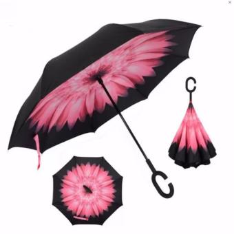 BEST Payung Terbalik Gagang C Reverse Umbrella Payung Lipat / Mobil - 01 PINK