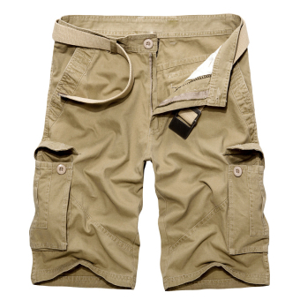 Longgar Kasual Ukuran Besar Lima Celana Pants Kamuflase Celana Pendek Pria (Khaki) (Khaki
