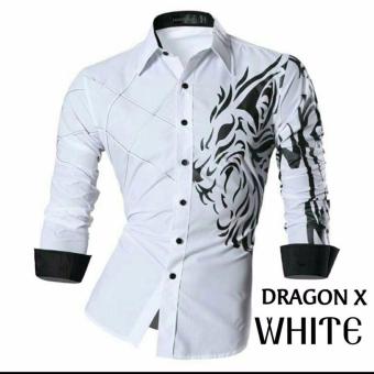 COUPLELOVER - KEMEJA PRIA DRAGON X -WHITE HEM PRIA SHIRTS MAN FASHION PRIA BAJU PRIA