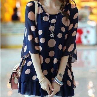 Grandwish wanita kain sutera tipis Mata kuning lengan baju kaos bintik cetak kaos gede ukuran l