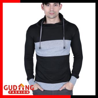 Gudang Fashion - Sweater Hoodie Distro Pria - Abu - Hitam