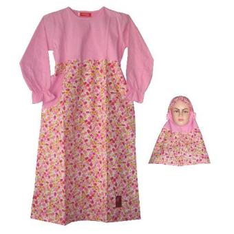 Babytalk Gamis Brukat Dress Setelan Muslim Anak Pink Tua