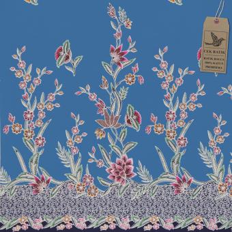... Cek Batik Kain Batik Motif Bunga Mekar Unik Biru Soft