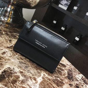 In Korea Fashion Style Siswa Perempuan Lipat Dompet Uang Receh Dompet Kecil (Hitam)