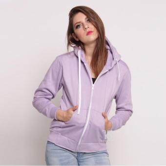Jaket Hoodie Zipper Ungu Muda Polos Wanita M - Xl - C79639