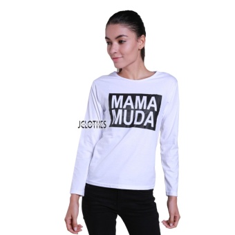 JCLOTHES Tumblr Tee / Kaos Cewe / Kaos Lengan Panjang Wanita Mama Muda - Putih