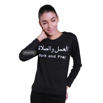 JCLOTHES Tumblr Tee / Kaos Cewe / Kaos Lengan Panjang Wanita Work And Pray - Hitam