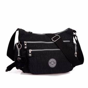 JINQIAOER Fashion Wanita Nilon Tahan Air Tas Bahu Messenger Tas (hitam)-Intl