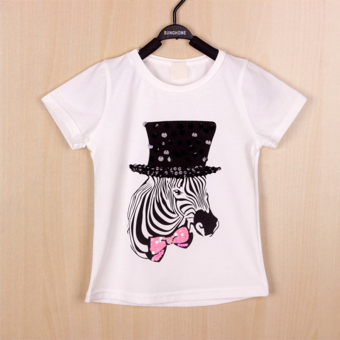 Kapas Baobao baru lengan pendek musim panas perempuan putri t-shirt anak perempuan lengan pendek