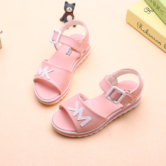 Korea Modis Gaya Anak Perempuan Kecil Sepatu Bayi Sandal Musim Panas (Merah Muda Warna)